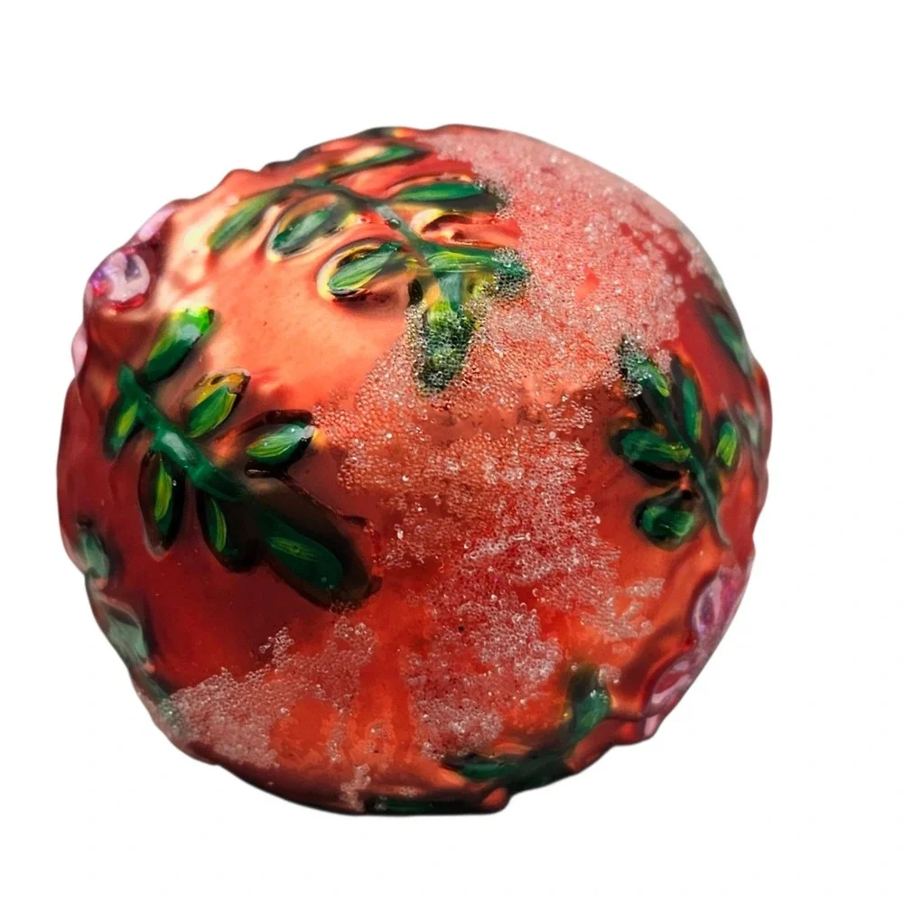 Hand Painted‎ Christopher Radko Ornament Glitter Pink Coral Christmas Decor